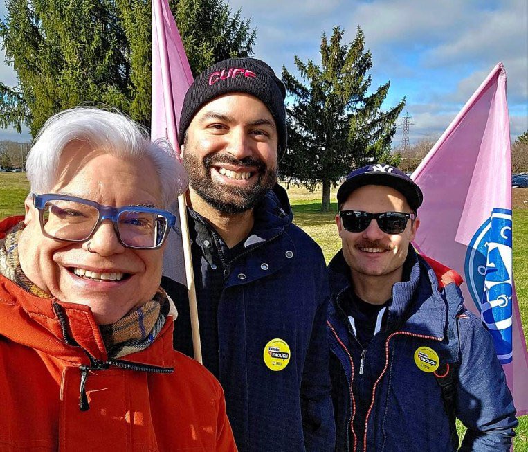 .@FredHahnCUPE, our Political Action Committee Chairs Armin Forouzan and @Fred_Shilson, attending a rally in Niagara Falls organised by the @OFLabour during PC policy convention. The message: end Conservatives’ corruption, closures & inaction on the cost-of-living #EnoughIsEnough