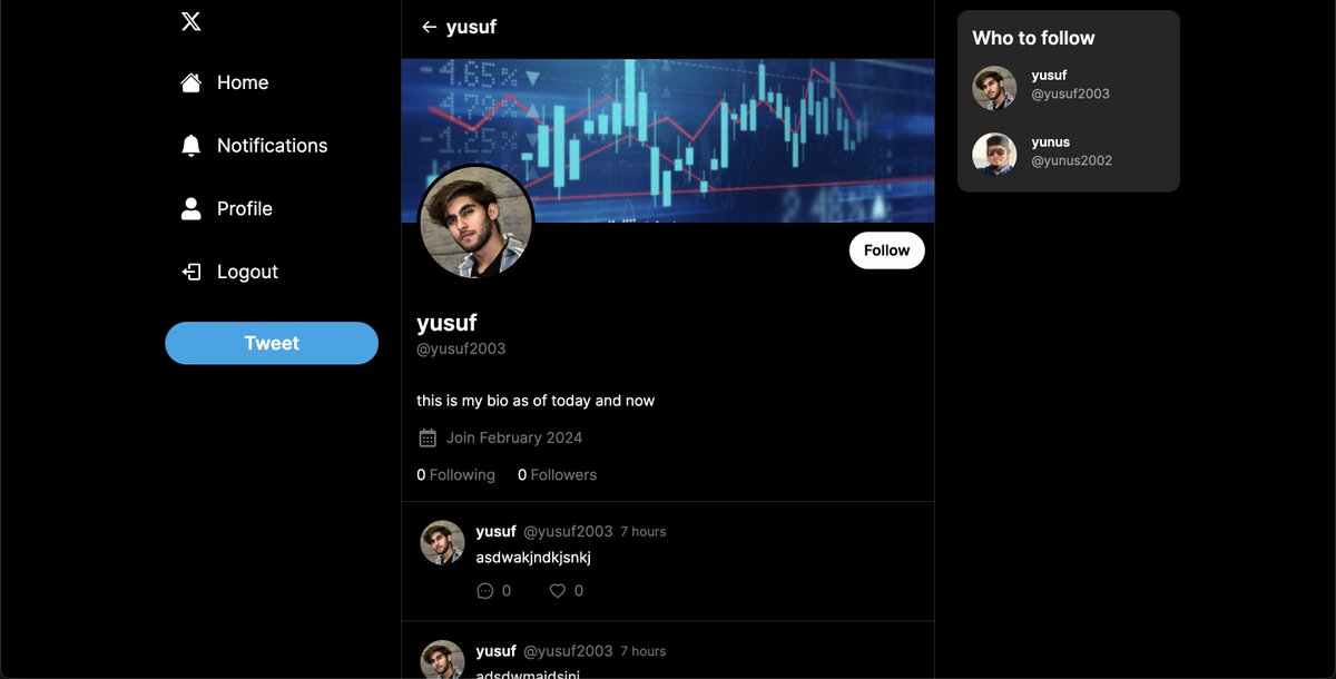 _yunus2002's tweet photo. ๐ Just leveled up my Twitter clone game! ๐ฆโจ Created a sleek personal profile page โ๏ธ Added posts effortlessly ๐๐ Customized my avatar to perfection ๐ผ๏ธ Excited to share my learnings with the everyone! ๐ #TwitterClone #100DaysOfCode #Nextjs
link:-https://t.co/mUU6cUNdqD https://t.co/V5u5y2Zega