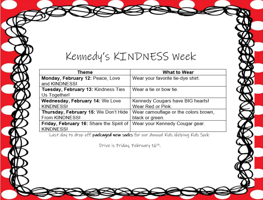 TseCougs's tweet image. Our Cougars @KennedyCougs are excited about Kindness Week! #KindnessBeginsWithMe #Kindness365 #MonthlyCharacterTrait #CharacterCounts