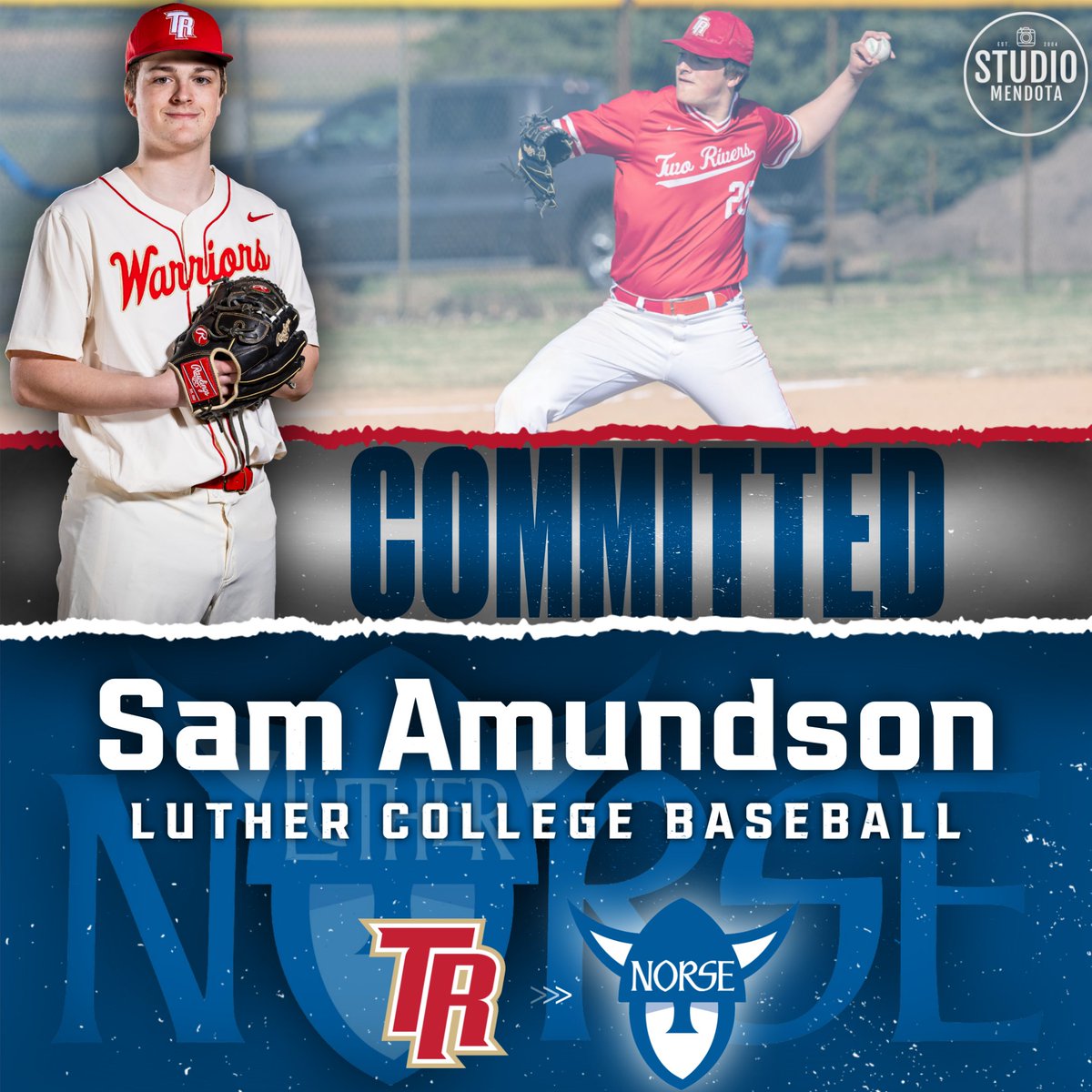 GoTRWarriors's tweet photo. ⚾️ Another Warrior off the board! Congratulations to Sam Amundson on his commitment to continue his academic &amp; baseball careers at Luther College next school year! https://t.co/D8ur2eWIII