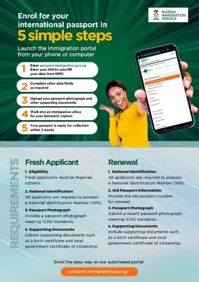 Hon  Bunmi Tunji Ojo, Enrol for your international passport in 5 simple steps. 👇

Digital is the new way.  No stress, sit at the comfort of your room and make things happen.