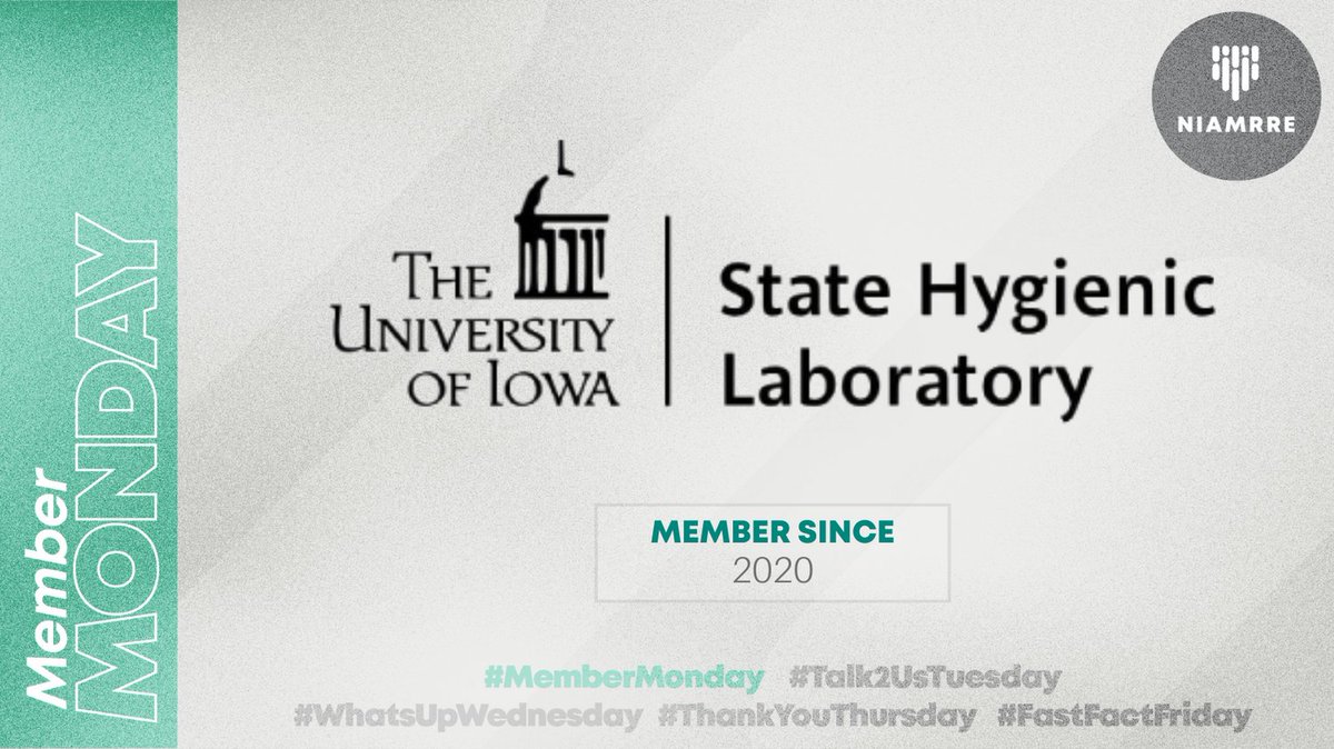 The State Hygienic Laboratory at The University of Iowa serves all of Iowa’s 99 counties through disease detection, environmental monitoring, and newborn and maternal screening. Thank you for being a member since 2020! #MemberMonday
