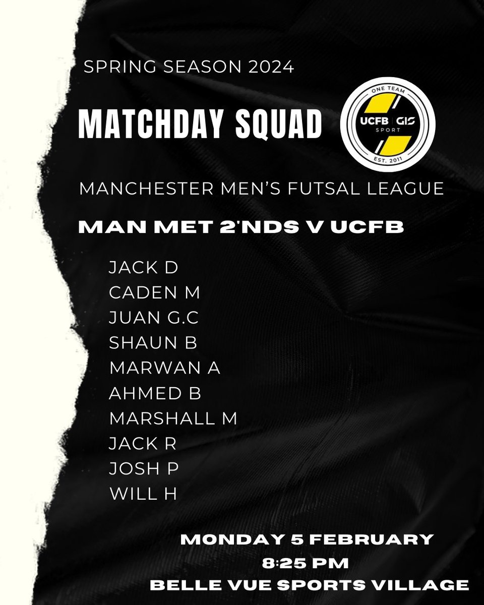 UCFBfutsal's tweet photo. Our match day squad for tonight’s game against Man Met 2’nds https://t.co/xvF5x39ii3