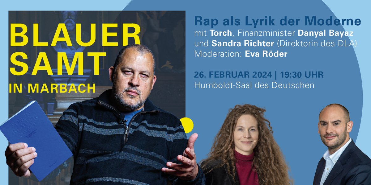 Torch alias Frederik Hahn @Haitianstar hat dem Deutsch-Rap zum Durchbruch verholfen. Über Deutschen Rap als Kulturform und Stimme derer, die sonst nicht gehört werden, spricht Torch am 26. Februar im Deutschen Literaturarchiv mit @DLADirektorin Sandra Richter und @DerDanyal💪