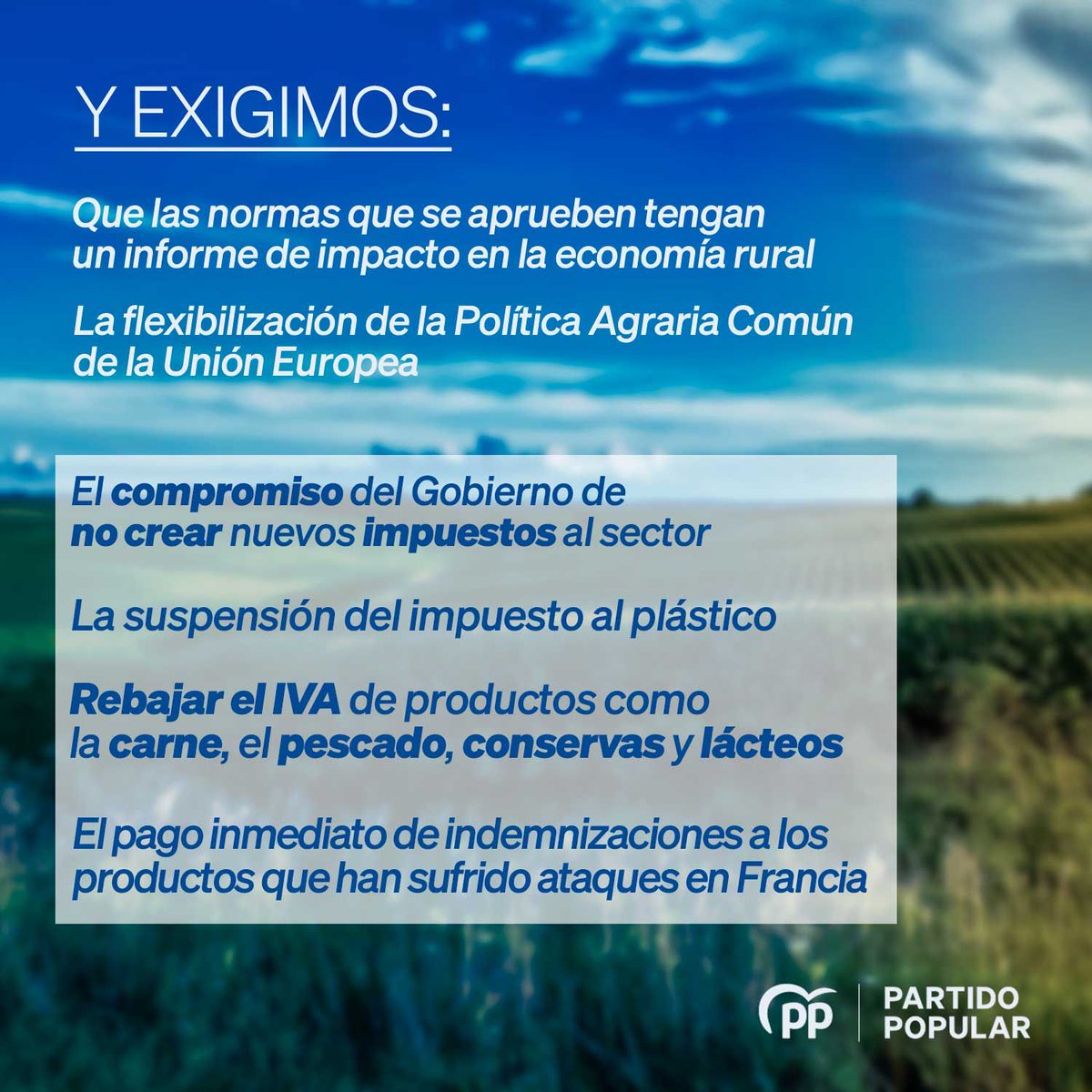 Como siempre, Sánchez habla del campo sólo cuando quiere votos.

Pero los agricultores y ganaderos no pueden estar a expensas de su deriva oportunista, por lo que exigimos un plan de choque para frenar la crisis del primer sector.

Más info. ⤵️
pp.es/sites/default/…
