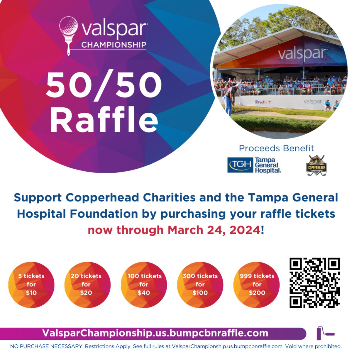 It’s a WIN/WIN! Support #CopperheadCharities and the <a href="/TGHCares/">Tampa General Hospital</a> Foundation by purchasing your raffle tickets: …sparchampionship.us.bumpcbnraffle.com