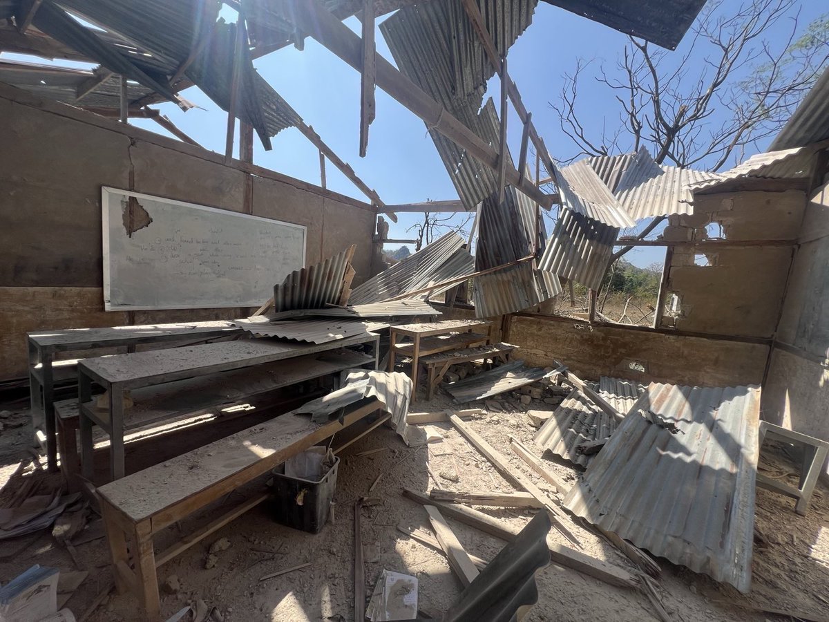 ZinMarAungNUG's tweet photo. Today. a jet fighter targeted the Demoso Refugee School in Karenni State . at least 4 innocent student lives and critically injuring 10 more. Myanmar people are taking responsibility to bring back justice and freedom by ourselves but what about international community! https://t.co/UrGC4NBr5e