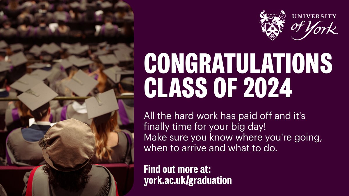 It's graduation week and we're looking forward to celebrating our students' success! Graduands - we'll see you soon! 🙌york.ac.uk/graduation #UoYGraduation