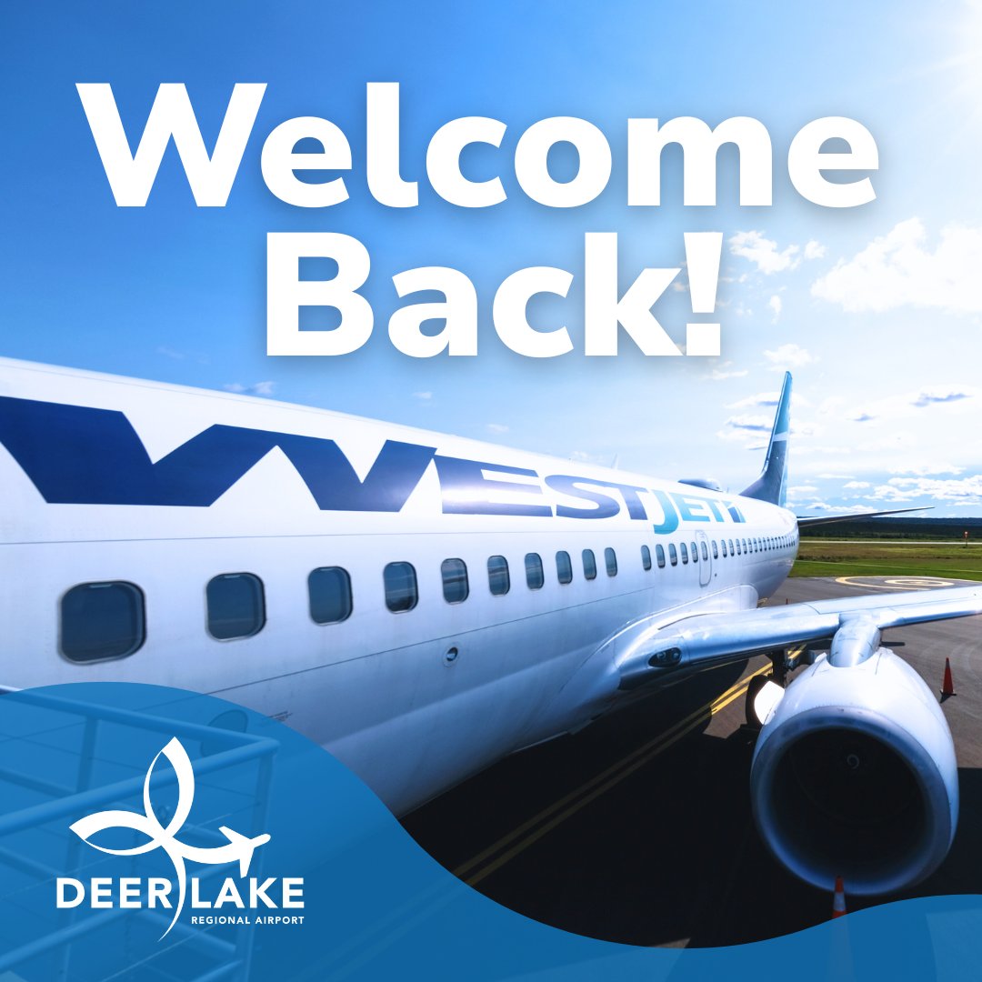 Deer Lake Airport + WestJet = 🙂

We're excited to let you know that @westjet is returning to our runway!

✈️ Deer Lake <-> Calgary (direct)
✈️ Deer Lake <-> Toronto (direct)
✈️ Service runs May 16 - October 12

Book now at westjet.com!

#YDF #ExploreNL