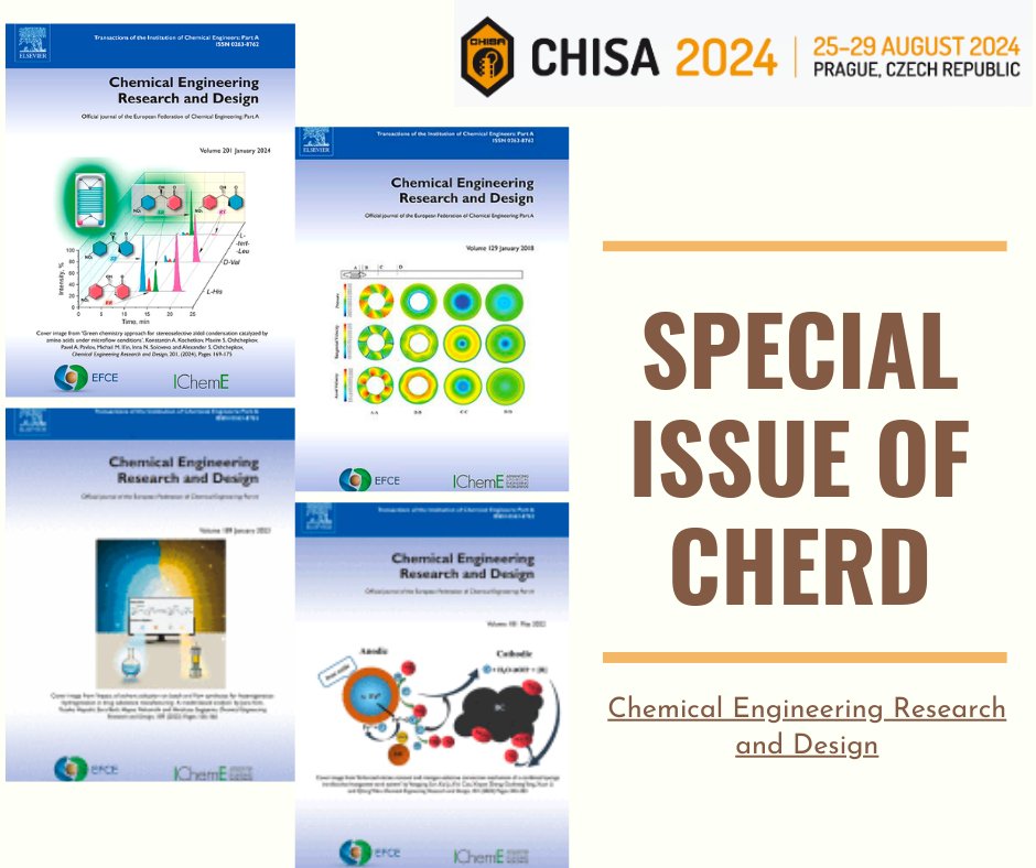 CHISAczech's tweet photo. CHISA 2024 offers publication in special issue of Chemical Engineering Research and Design: the journal for publication of high-quality, original papers. The impact factor is 3.9.
More: https://t.co/8cpU790nRD 
Deadline for lecture abstract: February 29, 2024 https://t.co/sZMx5yFwaW
