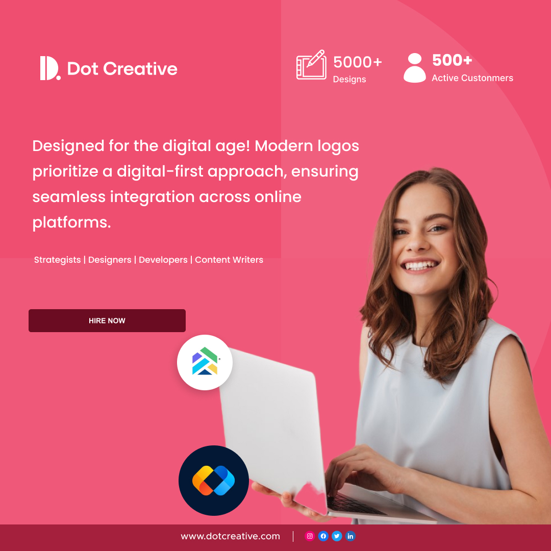 Elevate your brand for the digital age with Dot Creative! 🚀 Modern logos designed for seamless online integration. Our team of strategists, designers, developers, and content writers is ready to bring your vision to life. Hire now at dotcreative.com!

#DotCreative
