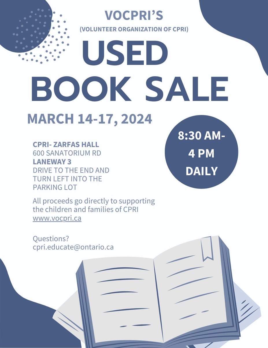 March Break- VOCPRI's Used Book Sale!!