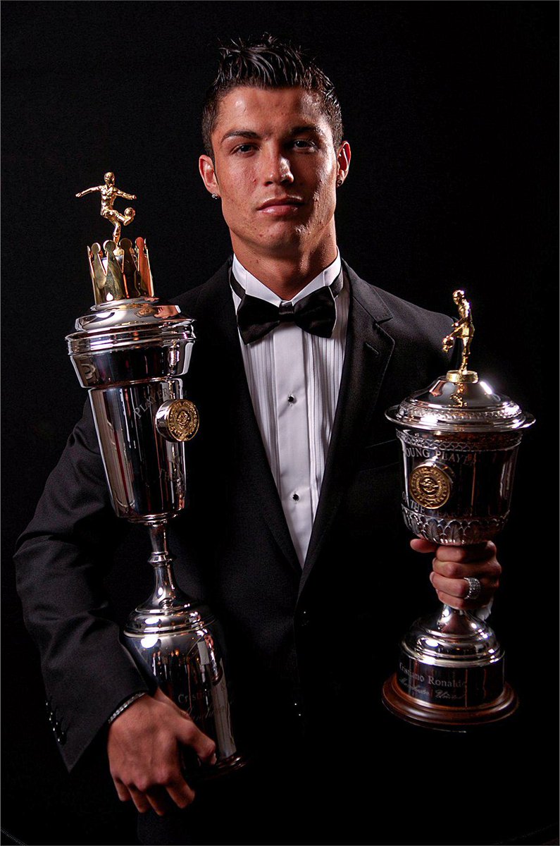 Cristiano Ronaldo is the only player to win these six awards in a single season:

◉ PFA Team of the Year
◉ PFA Players' Player of the Year
◉ PFA Young Player of the Year
◉ PFA Fans' Player of the Year
◉ FWA Footballer of the Year
◉ PL Player of the Season

At 22 years old.