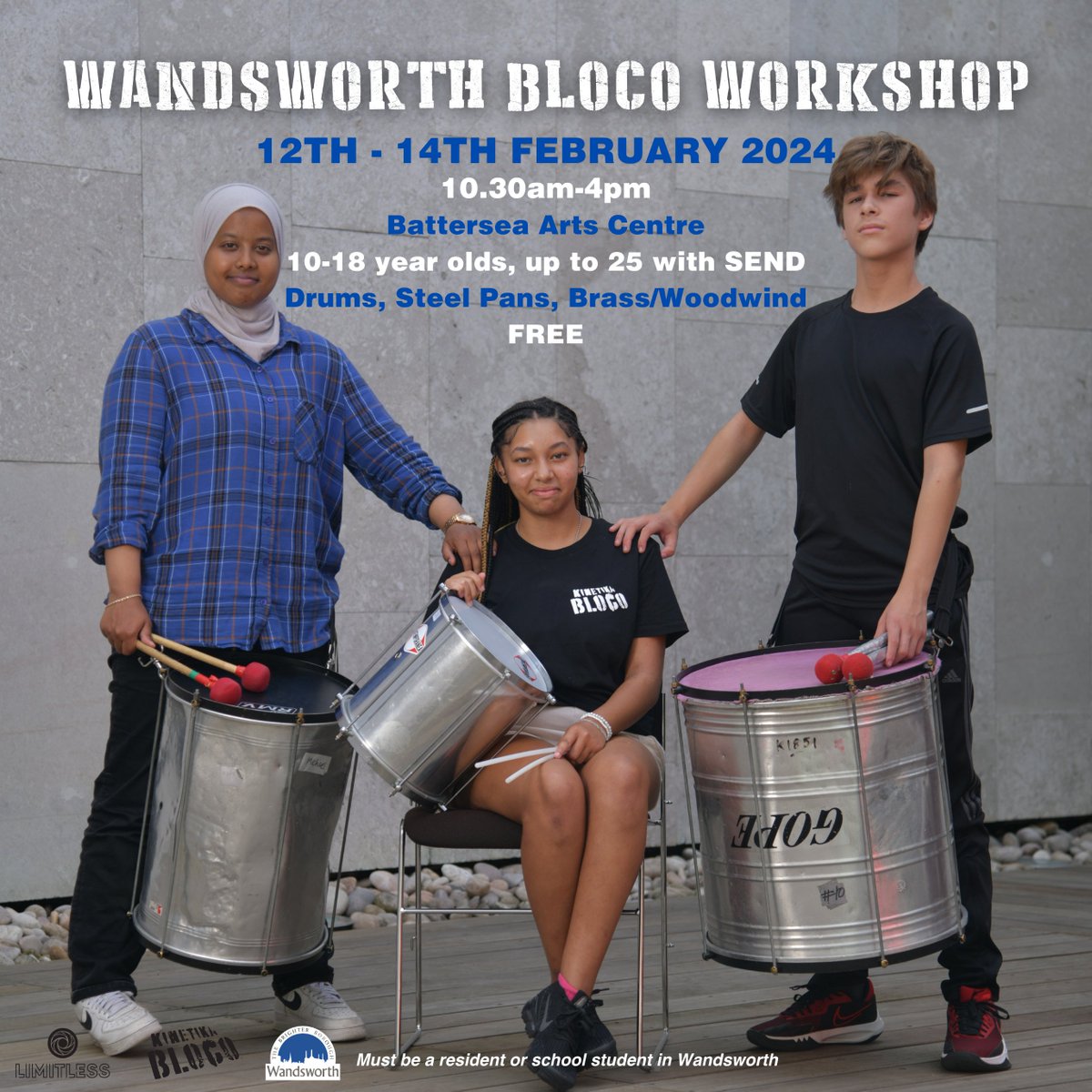 Wandsworth Youth Service (@wbcyouthservice) on Twitter photo Looking for something musical for your child to do during Half-term? Check out these sessions.
Totally FREE for young people who live or go to school in Wandsworth.
DM us or email (Kimberskatepark@gmail.com) for the sign up link
🎵🥁🎶🥁 Looking for something musical for your child to do during Half-term? Check out these sessions.
Totally FREE for young people who live or go to school in Wandsworth.
DM us or email (Kimberskatepark@gmail.com) for the sign up link
🎵🥁🎶🥁