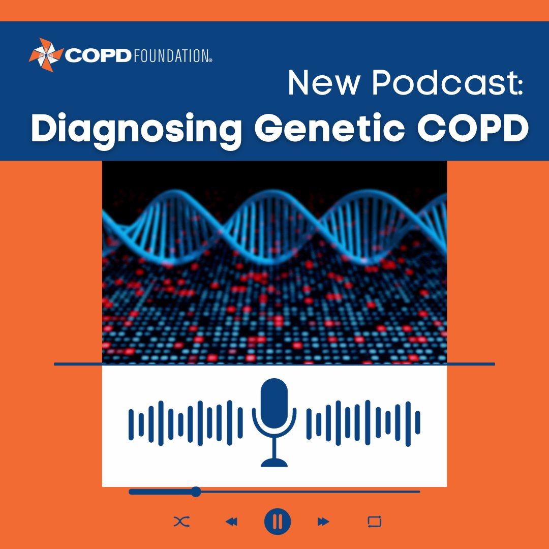 In some cases, #COPD is caused by a genetic condition called alpha-1 antitrypsin deficiency or AATD. In this new podcast, we cover what AATD is, what causes it, how it's treated, and why getting genetic testing for alpha-1 is so important. copdf.co/gen-COPD #genetics