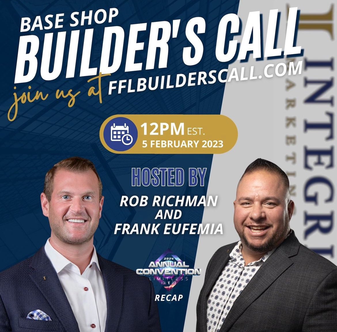 Join Rob Richman and Frank Eufemia for a convention recap! 12PM EST. Use the link in bio to join this weeks Base Shop Builders call!