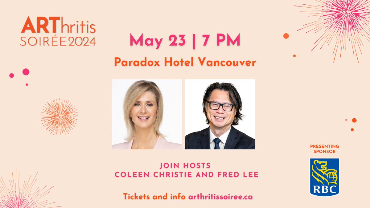 Join Hosts @coleenchristie (@globalBC) and @FredAboutTown at the 2024 ARThritis Soirée on Thursday, May 23, 2024 @ParadoxHotelVan for an elegant evening to benefit vital #ArthritisResearch presented by @RBC Buy your tickets ow.ly/IFvO50QwvzQ