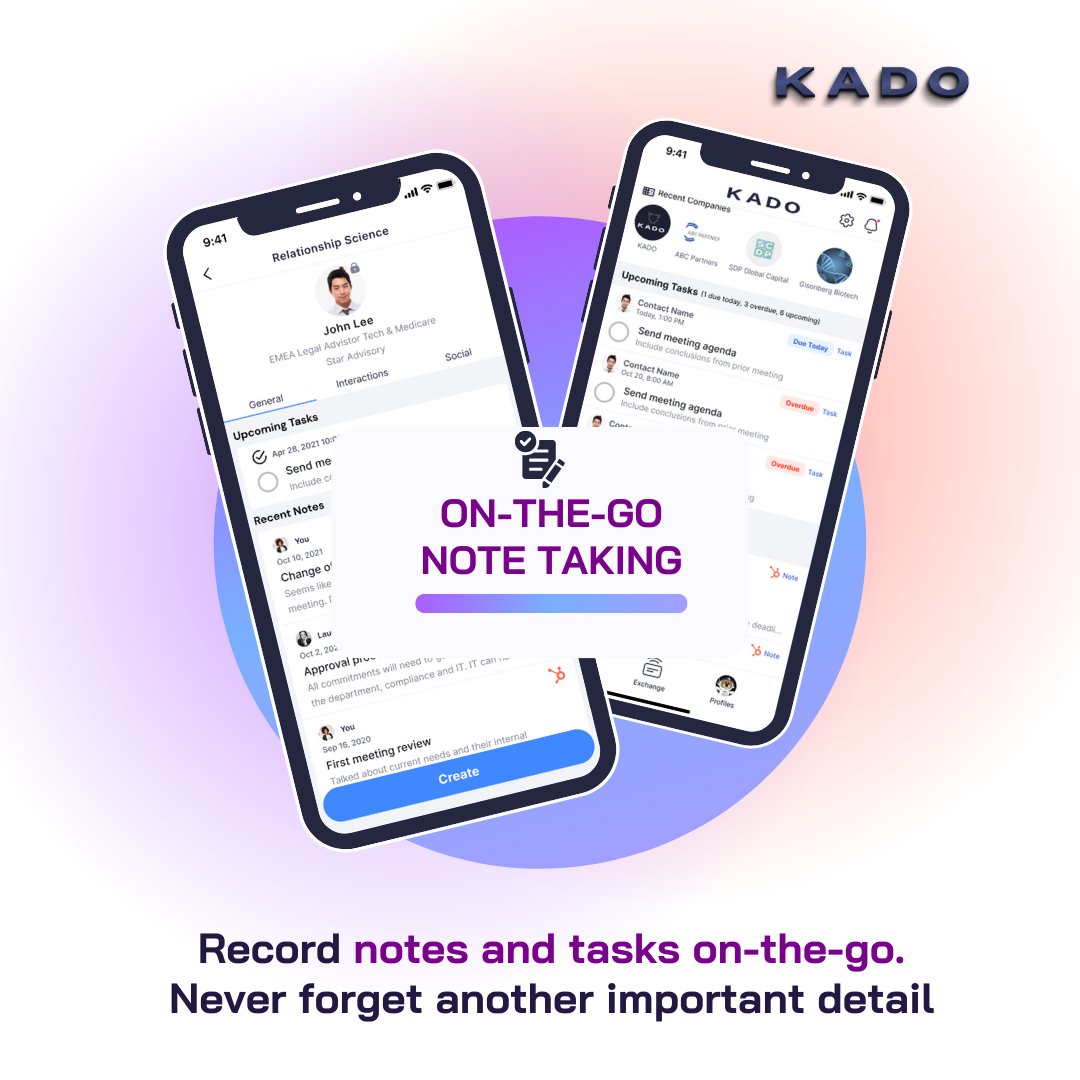 📅 Post-event follow-ups made easy! With KADO's on-the-go note and task manager, jot down details and set tasks for seamless networking. Stay on top of your connections! 

#Networking #KADO #ContactManagement #digitalbusinessbards