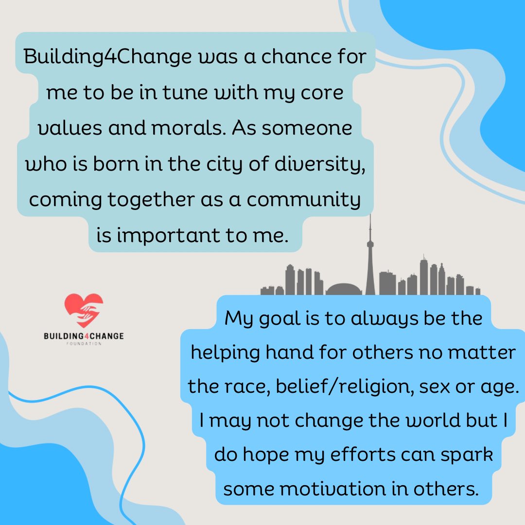 Building4Change's tweet image. “I may not change the world but I do hope my efforts can spark some motivation” 🌎 swipe to meet another team member, Adrien!