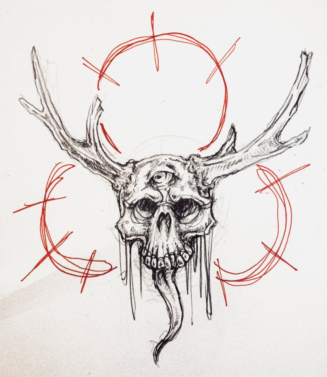 antlers no humans white background tongue skull traditional media solo  illustration images