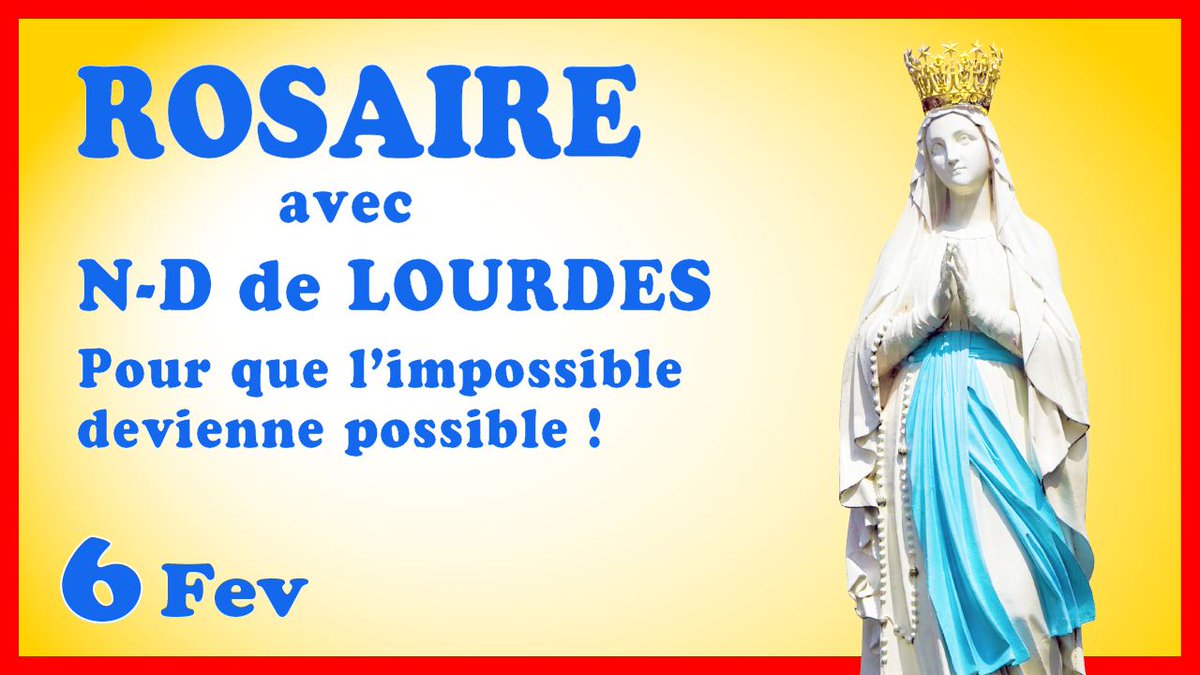 ✨ Ne manquez pas le rosaire en direct tous ensemble demain soir, où nous allons particulièrement demander l'intercession à Notre Dame de Lourdes
⚪ 19h30 heure de métropole
⚪ Rediffusion possible depuis le début même lorsqu'on arrive en cours de vidéo 
youtube.com/live/tiXAT2YgU…