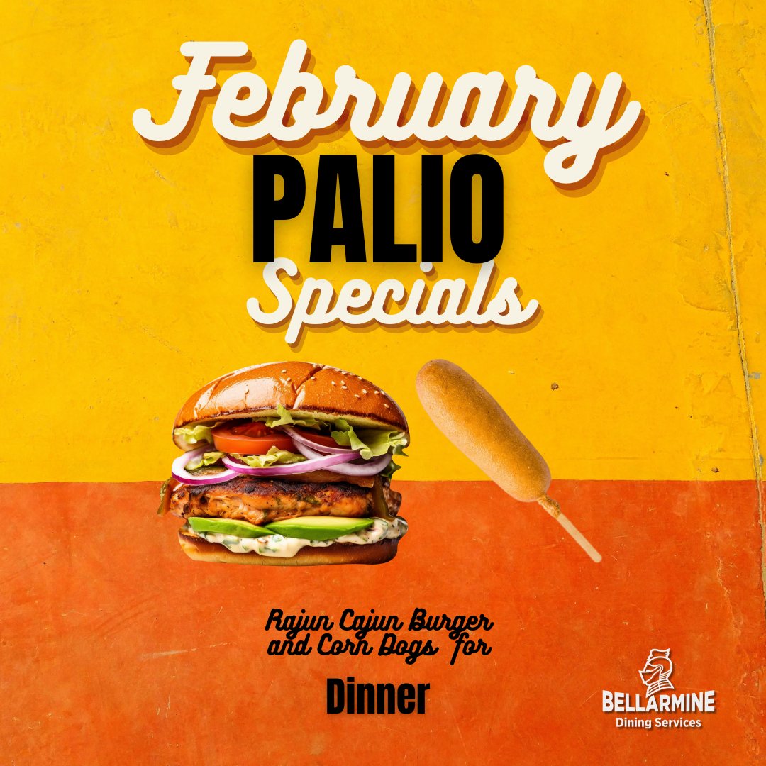 Palio's Specials for February! STARTING TODAY, make sure to stop by for breakfast and Dinner. 

#Sodexo
#BellarmineUniversity