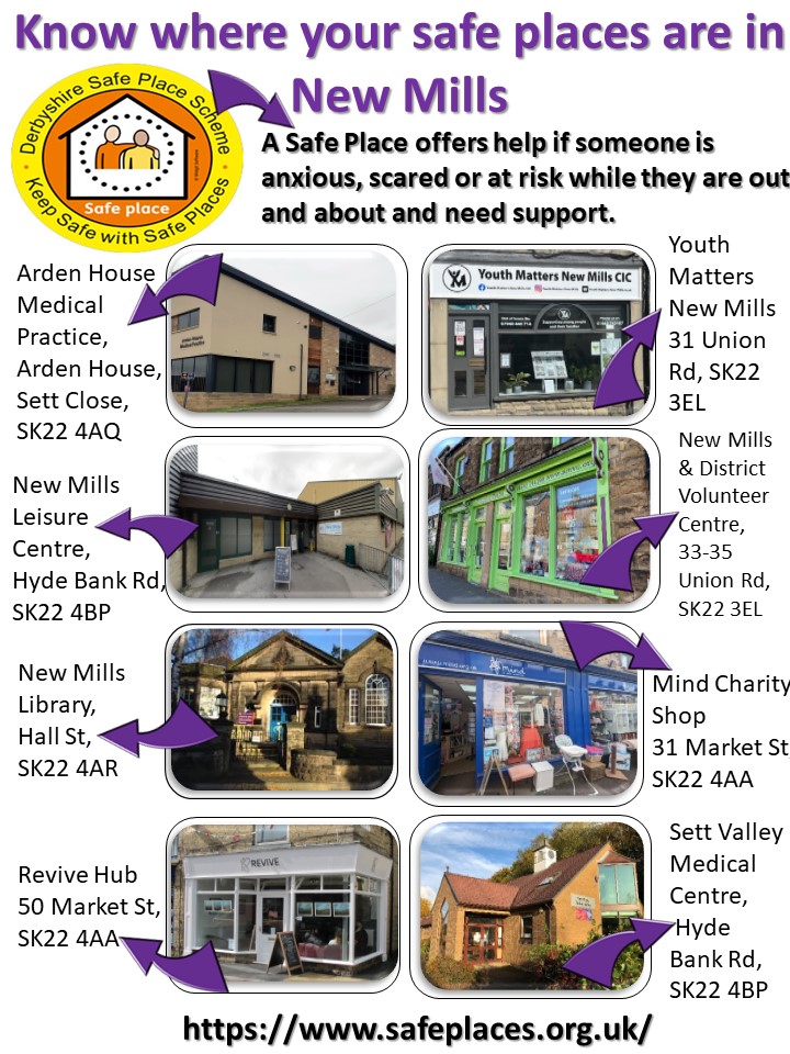 Do you know where to go if you feel unsafe in New Mills Derbyshire?
Safe Places are a network of locations where you can go if you feel scared or lost. Find out more about Safe Places and Keep Safe Cards at visitnewmills.co.uk/safe-spaces/
#SafePlaces #NewMillsDerbyshire