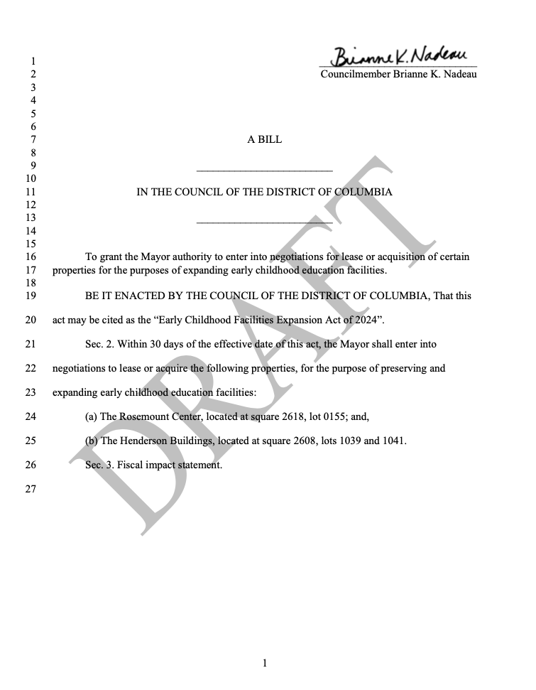 BrianneKNadeau's tweet photo. I’m introducing legislation this week authorizing @MayorBowser to work w/the building owner on a plan to lease/purchase the space. Termination of the lease would end more than 5 decades of service, incl. to many families that could not otherwise afford quality early childhood ed. https://t.co/83syIUCp8L