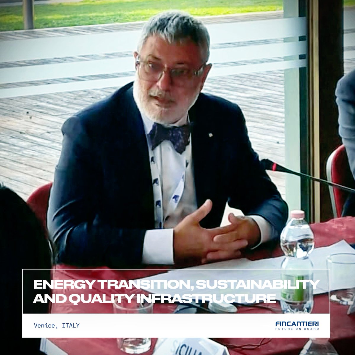 Fincantieri's tweet photo. “The issue of decarbonization is global, and maritime is a very important part of this game, because 80% of goods go by ship. I think that in this perimeter Fincantieri can play a significant role”.
Our VP European Union Office Davide #Cucino attended the “Venice Seminar for the British Press” organized by the Italian Embassy in London. There, he discussed Fincantieri's ambitions for near zero emissions: from #LNG to #hydrogen, towards a green and digital ship capable of operating through the years with increasingly innovative technologies.
#Fincantieri #FutureOnBoard
#Decarbonization #Sustainability
@ItalyinUK