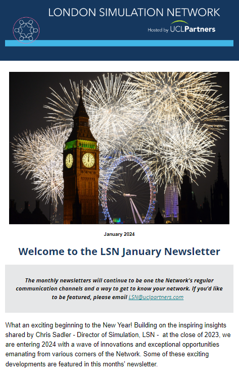 The London Simulation Network (@lsntoday) on Twitter photo Had a long day at work? Unwind with the January edition of the LSN Newsletter:
mailchi.mp/36e8f97f1876/l…
<a href="/UCLPartners/">UCLPartners</a> <a href="/KingsMedEd/">King’s College Hospital PGMDE</a> <a href="/FrimleyHealth/">Frimley Health NHS Foundation Trust 💙</a> <a href="/maudsleylearn/">Maudsley Learning</a> <a href="/HomertonSim/">Homerton Sim</a> <a href="/GOSH_CSC/">GOSH Clinical Simulation Centre</a> <a href="/JemLaura/">Jemma-Laura Joseph</a> <a href="/SSHorg/">Society for Simulation in Healthcare</a> Had a long day at work? Unwind with the January edition of the LSN Newsletter:
mailchi.mp/36e8f97f1876/l…
<a href="/UCLPartners/">UCLPartners</a> <a href="/KingsMedEd/">King’s College Hospital PGMDE</a> <a href="/FrimleyHealth/">Frimley Health NHS Foundation Trust 💙</a> <a href="/maudsleylearn/">Maudsley Learning</a> <a href="/HomertonSim/">Homerton Sim</a> <a href="/GOSH_CSC/">GOSH Clinical Simulation Centre</a> <a href="/JemLaura/">Jemma-Laura Joseph</a> <a href="/SSHorg/">Society for Simulation in Healthcare</a>