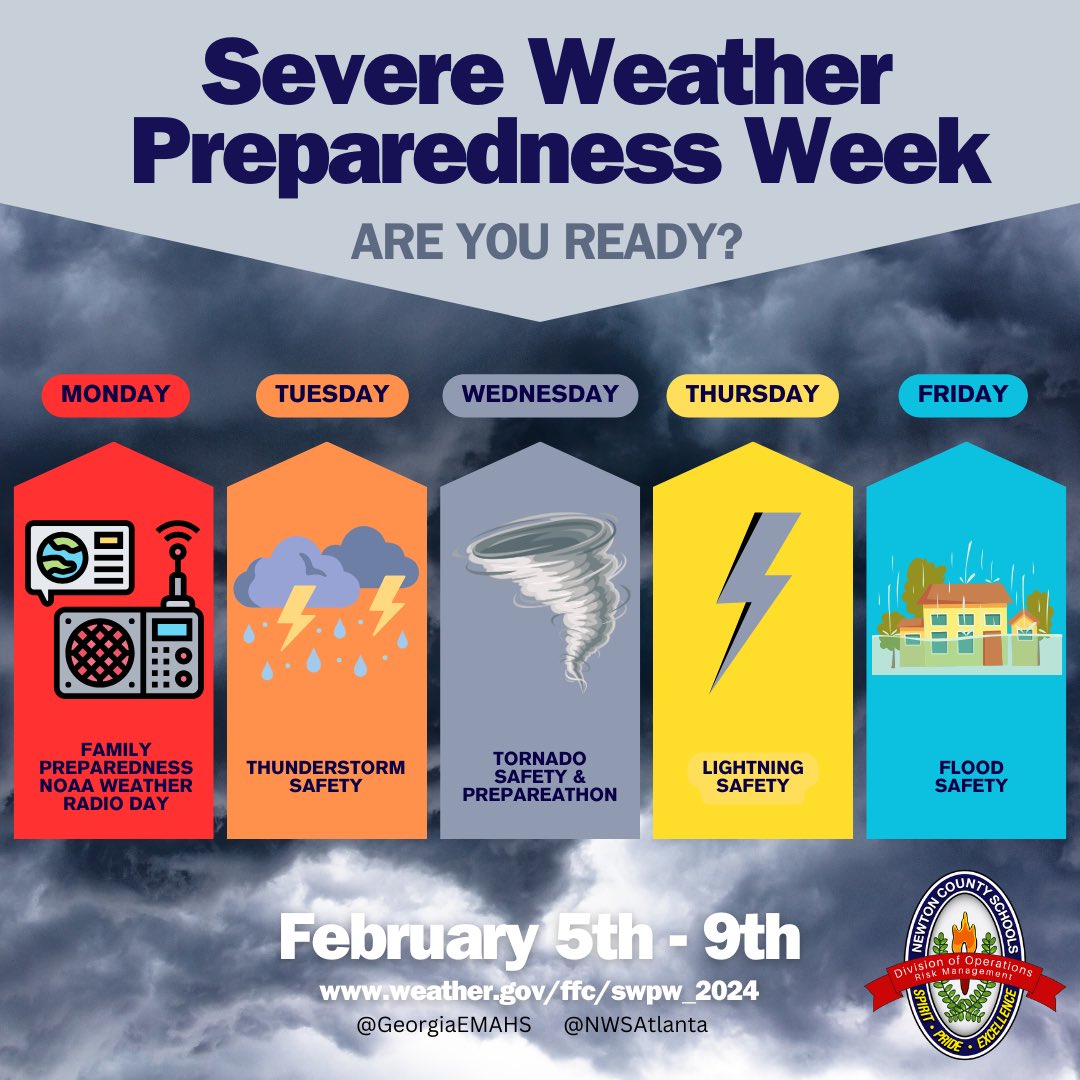 Are you prepared for severe weather? Take the time this week to review weather emergency plans and stay informed about weather conditions. #NCSSWorkingTogether #NCSSSpiritPrideExcellence
