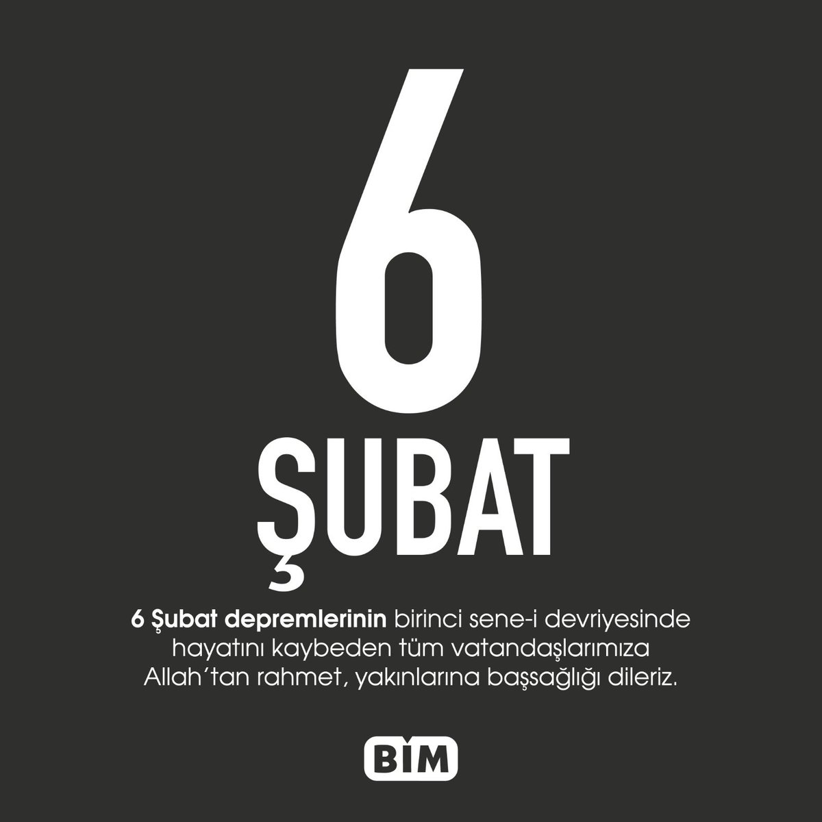 6 Şubat depremlerinin birinci sene-i devriyesinde hayatını kaybeden tüm vatandaşlarımıza Allah’tan rahmet, yakınlarına başsağlığı dileriz.