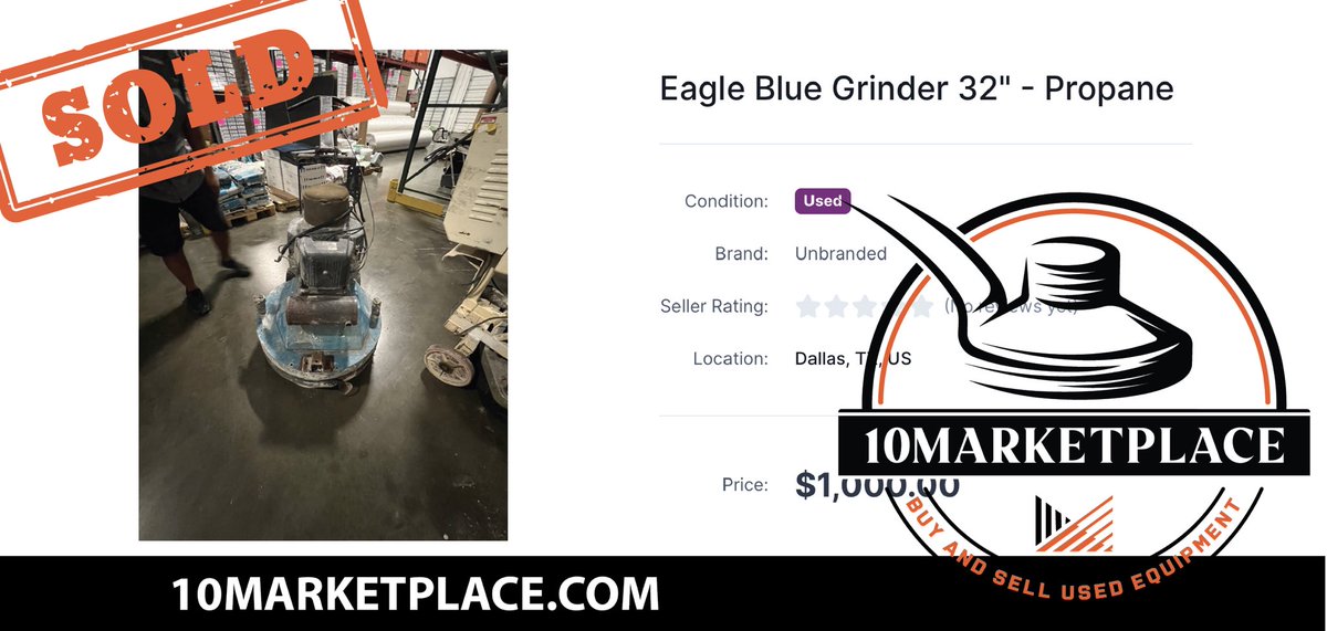 🎉 Exciting news! Another item has been successfully SOLD on 10 Marketplace and is en route to a delighted customer! Do you have surface prep equipment laying around? Transform it into cash 💰 by listing and selling it on the 10 Marketplace!