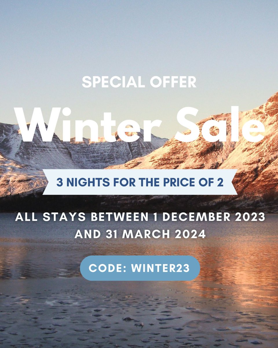 hostellingscot's tweet image. Winter Sale!🗻

Get 3 nights for the price of 2 for all stays between the 1st of December 2023 to 31st of March 2024 by using code: WINTER2023 💙 

@visitscotland @hihostels #wintersale #sale #3for2 #hostellingscotland #affordableaccomodation #travellingscotland #scotlandstays