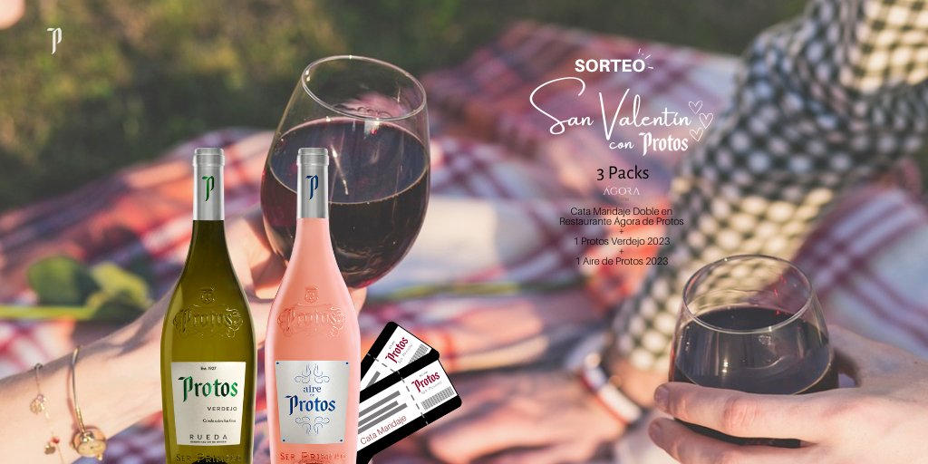💖¡Participa del sorteo de San Valentín y llévate uno de los 3 packs: Cata Maridaje doble + Aire de Protos + Protos Verdejo! 💞
Muy fácil:
✅Síguenos en X (Twitter) 👉<a href="/Bodegas_Protos/">Bodegas Protos</a>
✅Dar me gusta + Repost

Bases legales ➡️ acortar.link/Ou54pv