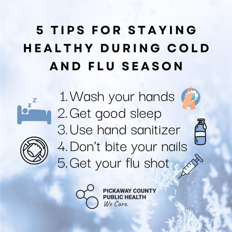 PC_PublicHealth's tweet photo. Stay safe this flu and cold season by keeping up with these 5 tips! ❄️ Looking to get your flu shot? Call us at 740-477-9667 to get yours today! https://t.co/3KfhAJ3TAz