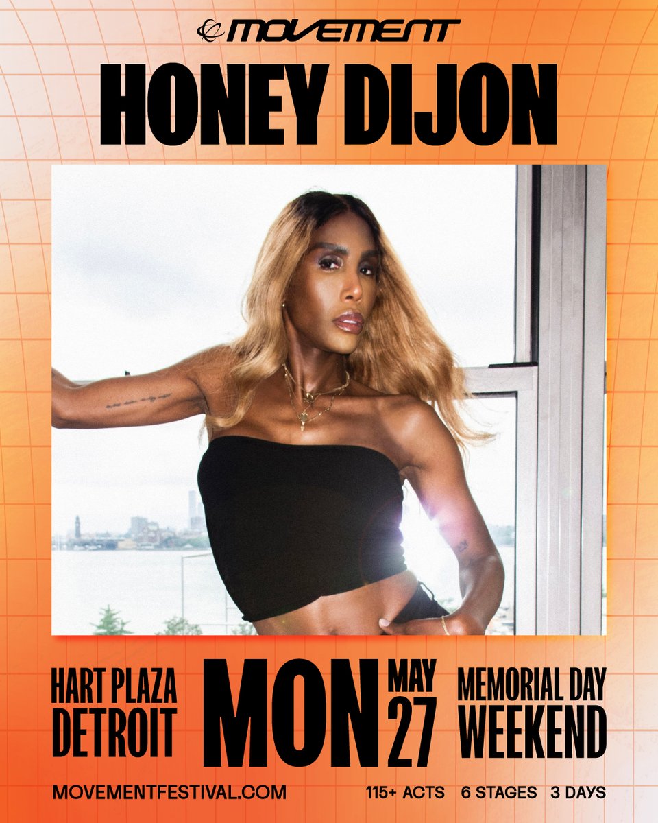 Movement Detroit (@movementdetroit) on Twitter photo A prominent figure in underground electronic music, <a href="/HONEYDIJON/">Honey Dijon</a> is renowned for her cross-genre sets and dance-floor chaos at venues like Berghain, Space & Smart Bar
Find the Grammy Award-winning DJ, producer + fashion icon on Day 3 of #Movement2024 at movementfestival.com A prominent figure in underground electronic music, <a href="/HONEYDIJON/">Honey Dijon</a> is renowned for her cross-genre sets and dance-floor chaos at venues like Berghain, Space & Smart Bar
Find the Grammy Award-winning DJ, producer + fashion icon on Day 3 of #Movement2024 at movementfestival.com