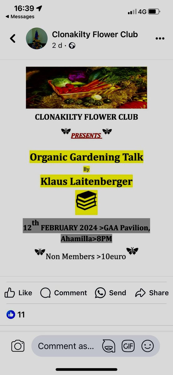 I’m giving a gardening talk on the 12th February in Clonakilty
