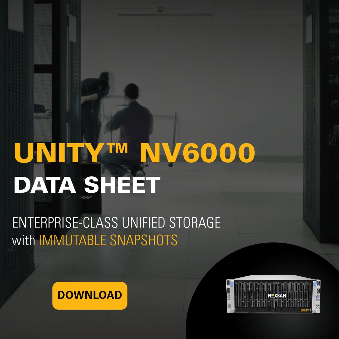 ICYMI: Earlier this month, we announced our latest addition to our block, file, and S3 object store NAS, the Unity™ NV6000. Check out the data sheet to see how it can help you run your business and protect your backups from ransomware. hubs.ly/Q02jvsyV0