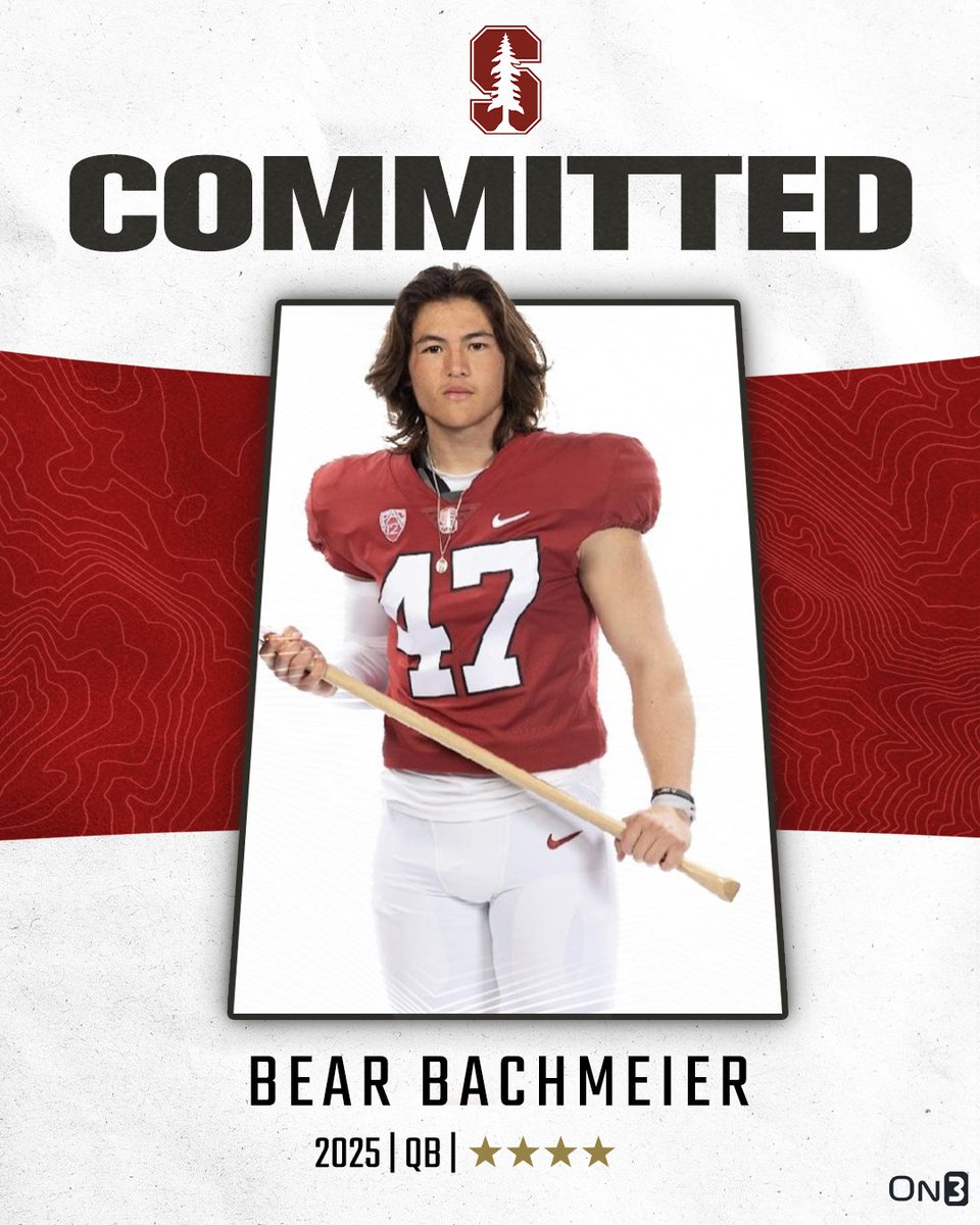 2025 4-star QB Bear Bachmeier has committed to Stanford, ESPN reports🌲 He plans to wear No. 47 during his time with Cardinal. Read: on3.com/college/stanfo…