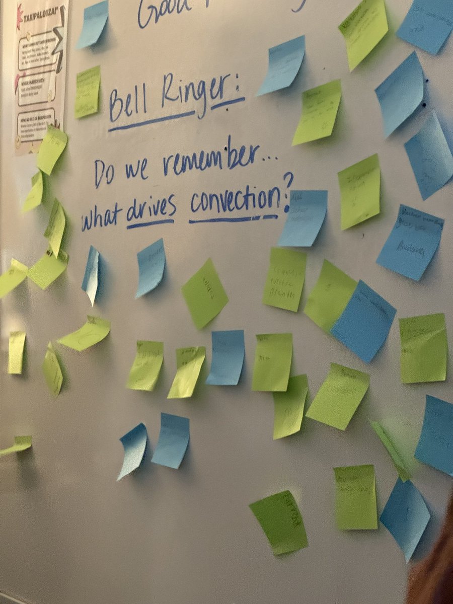 mhawkinsEDU's tweet photo. 🔔 Engaging start to class! Today, Ms. Florence began with a clever sticky note bellringer. Students jotted down what they remember about convection currents. Great way to set the stage for learning! 📚 #PowerStart #Engage #Encourage❤️ @VineMSKnox https://t.co/i8CV7CTAyl