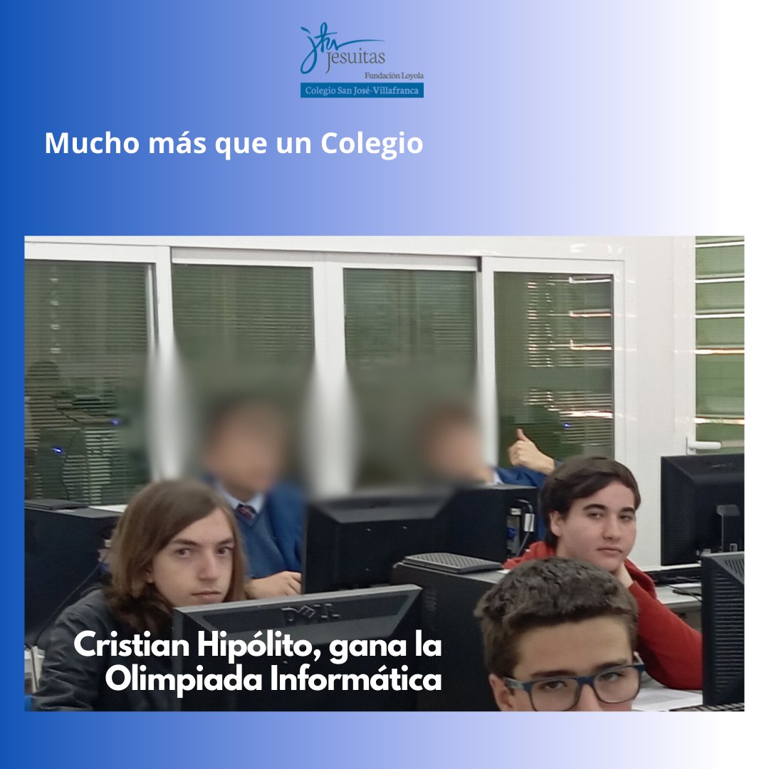 Fantástico resultado para nuestro alumnado del #colegiosanjosévillafranca en la #olimpiadainformáticaextremadura Cristian Hipólito Holá, de 1 Bachillerato, consigue el primer premio en la modalidad de Programación. La final se celebrará en marzo 
¡Felicidades! <a href="/OInformaticaEx/">OIEX</a>