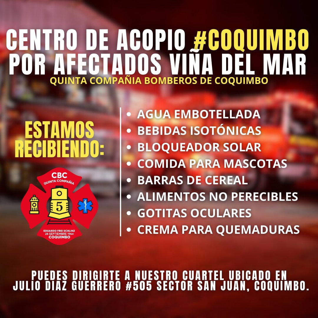 OnlyARMYChile's tweet photo. Punto acopio Coquimbo

#Valparaiso #IncendiosForestales #IncendioForestal https://t.co/Ot6bThysjs