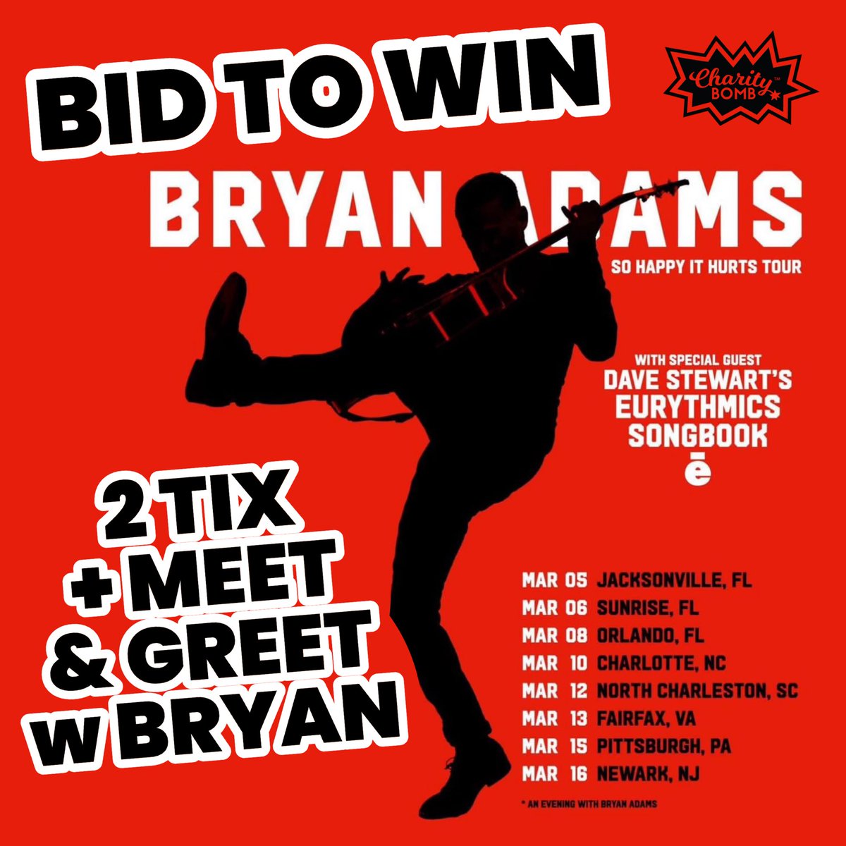 Legend @bryanadams donated 2 tickets WITH A MEET + GREET to a March date on his #sohappyithurts tour to help us create #EQ educational resources for children to develop mental muscle! Bid to win here: bit.ly/MeetBryanAdams Let's #RaiseStrongChildren #charitybomb #bryanadams