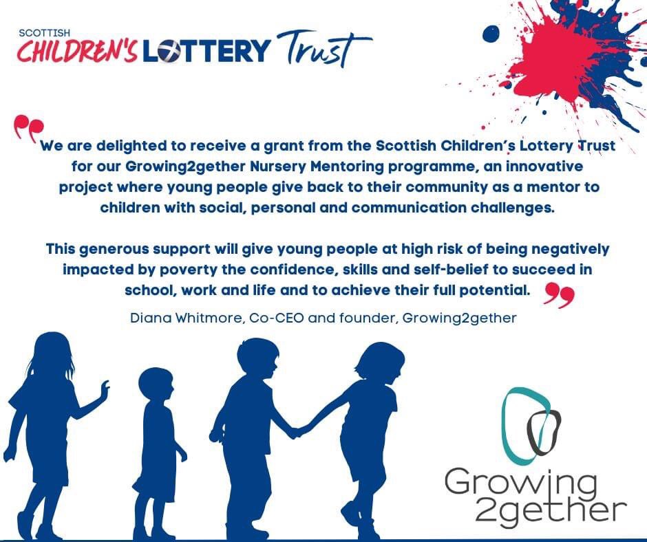 We are delighted to be able to support @G2GScotland and their brilliant Nursery Mentoring programme, created to ensure young people achieve their full potential. 

Keep up the great work.

@SC_Lottery #whatarethechances #scotland #charityfunding