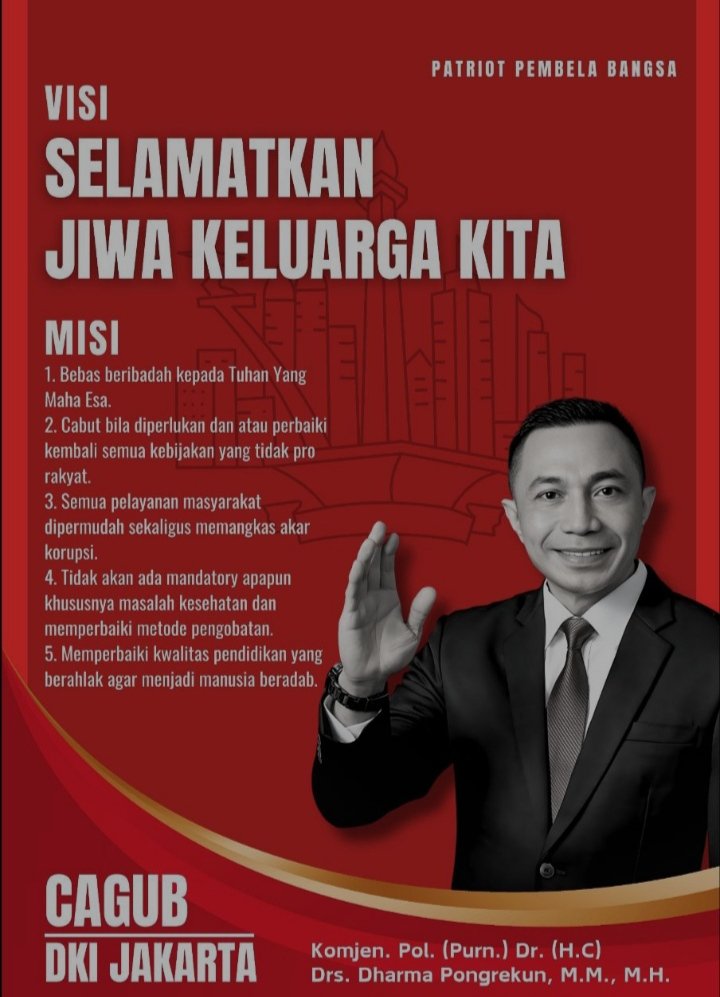 elizabethlisa76's tweet photo. Komjenpol Purn Dharma Pongrekun
Maju DKI 1
Yg mau beri support bisa japri
#selamatkanjiwakeluargakita https://t.co/NJIfSocHer