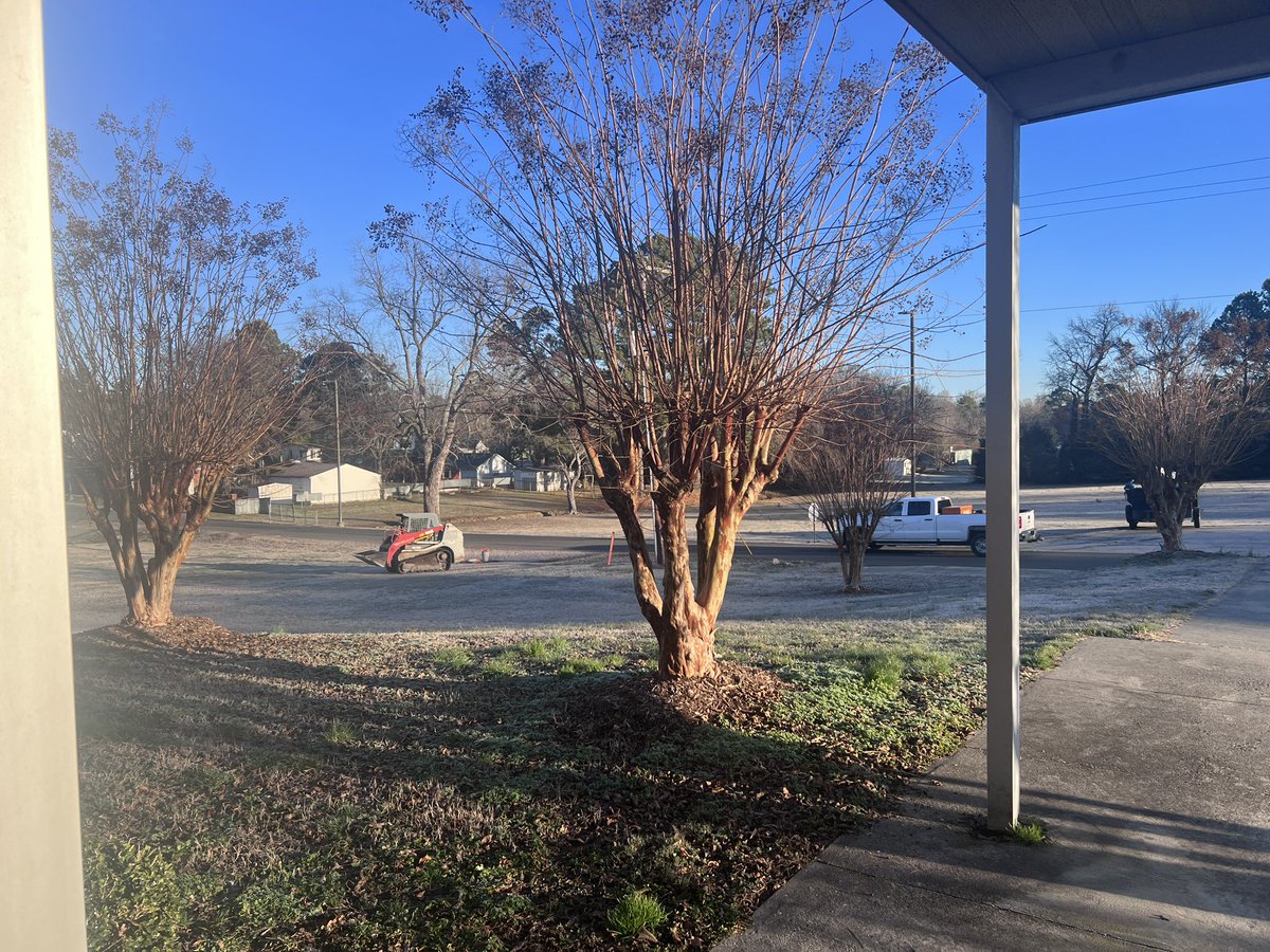 Happy Monday from the Tiger family.  We know our scholars will be happier when they see the finished work which was in progress early this morning.  #playground upgrade.  #new  equipment.  #excited <a href="/PinkstonPride/">Pinkston Street Elementary</a>