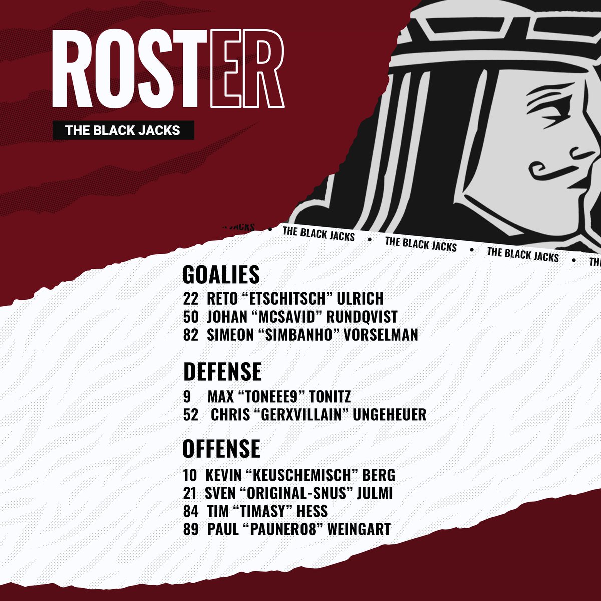 #GCL11 kickoffs tomorrow and this is our Roster ♠️

We welcome Johan @rundqviiist Rundqvist who joins us for the upcoming GCL &amp; #ECL24Spring Elite campaign 🥅

Another warm welcome to Paul <a href="/Pauner_08/">Pauner08</a> Weingart who joins us on loan to reinforce our Offense 💥

<a href="/SportsGamerGG/">SportsGamer</a>