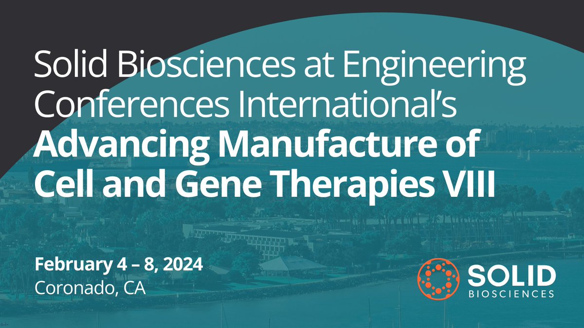 Solid_Bio's tweet image. This week, Solid scientists Margaret Moran and Lauren Peters will be sharing findings from our upstream platform development at ECI’s Advancing Manufacture of Cell and Gene Therapies VIII.

To register, visit:
engconf.us/conferences/bi…

#CellandGeneTherapy