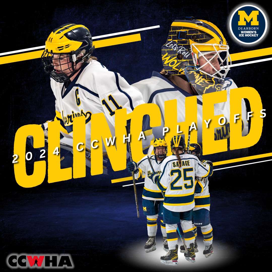 The UM-Dearborn Wolverines have clinched a spot in the CCWHA playoffs to be held on February 23-25th at the Crystal Fieldhouse in Burton Michigan! More details coming soon!! 〽️ #GoBlue